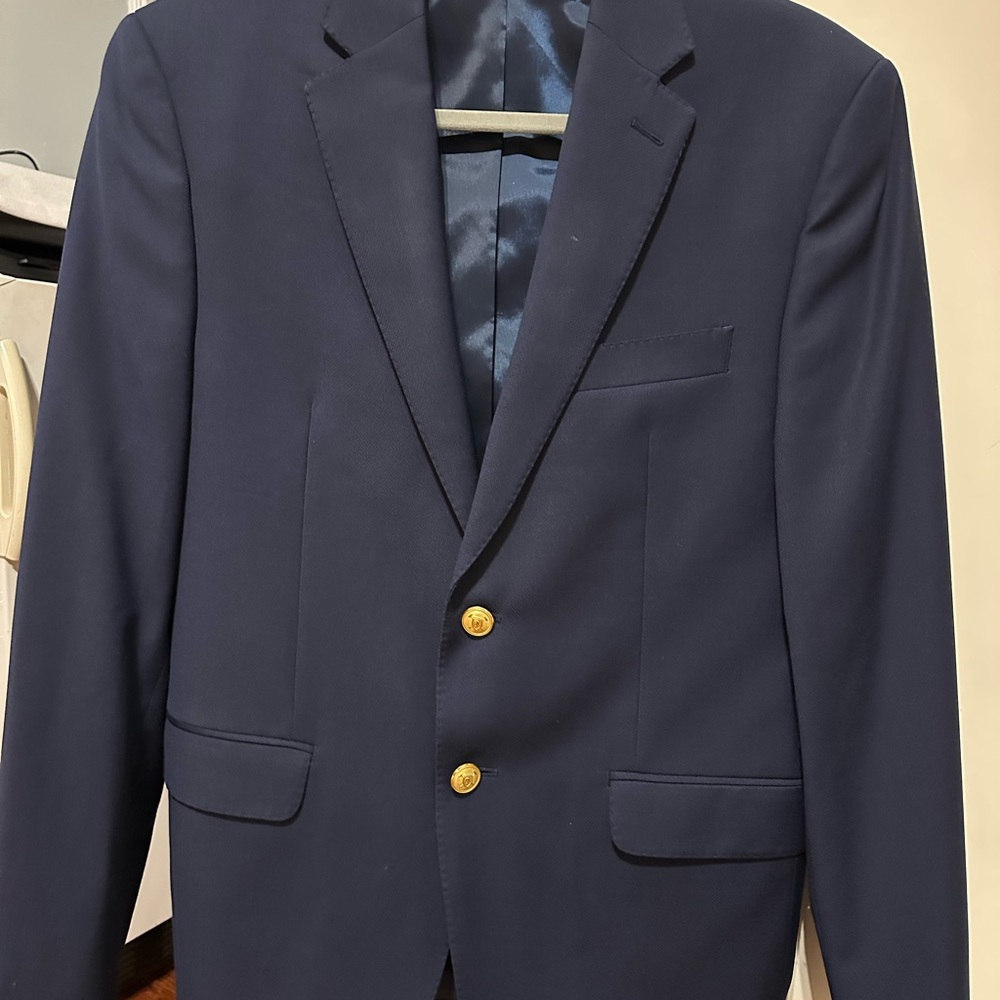 Ralph Lauren Men's Navy Coolmax Navy Blazer with Gold Buttons - 36 SMALL